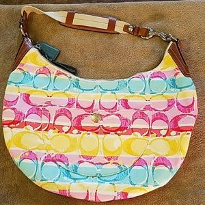 Colorful Coach shoulder bag.